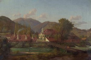 Terreno de Fábrica junto a un Río de Josef von Schlogl